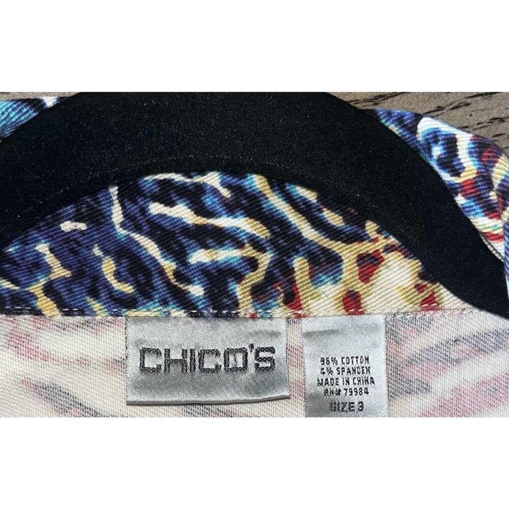 Chico's Women's Long Sleeve Multicolor Jean Jacket Size 3 Red White Blue - Picture 7 of 8